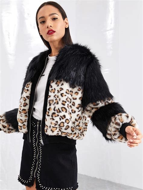 Zip Up Leopard Fuzzy Coat 